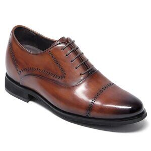 US9 CHAMARIPA 8cm/ 3.15inches Elevator Shoes Men Brown Oxford Dress Shoes